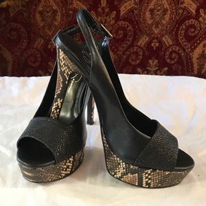 Jessica Simpson Peep-Toe Stiletto Pumps Snakeskin